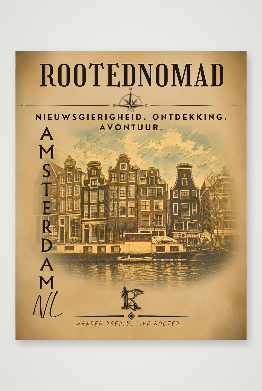 RootedNomad Amsterdamse Grachten Poster — 28×35cm, 11×14" Print only