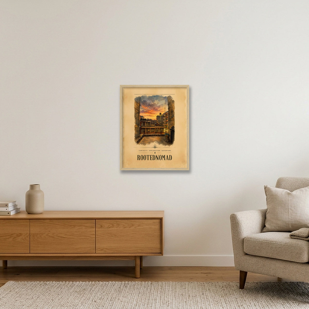 Limited Edition RootedNomad Kasarani Sunset Poster — 40×50cm, 16×20" Oak Frame