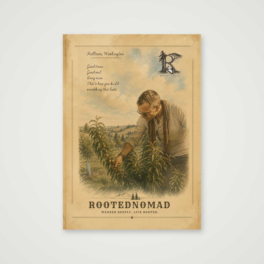 RootedNomad Apple Tree Poster — A4 (21×30cm, 8×12") Print only