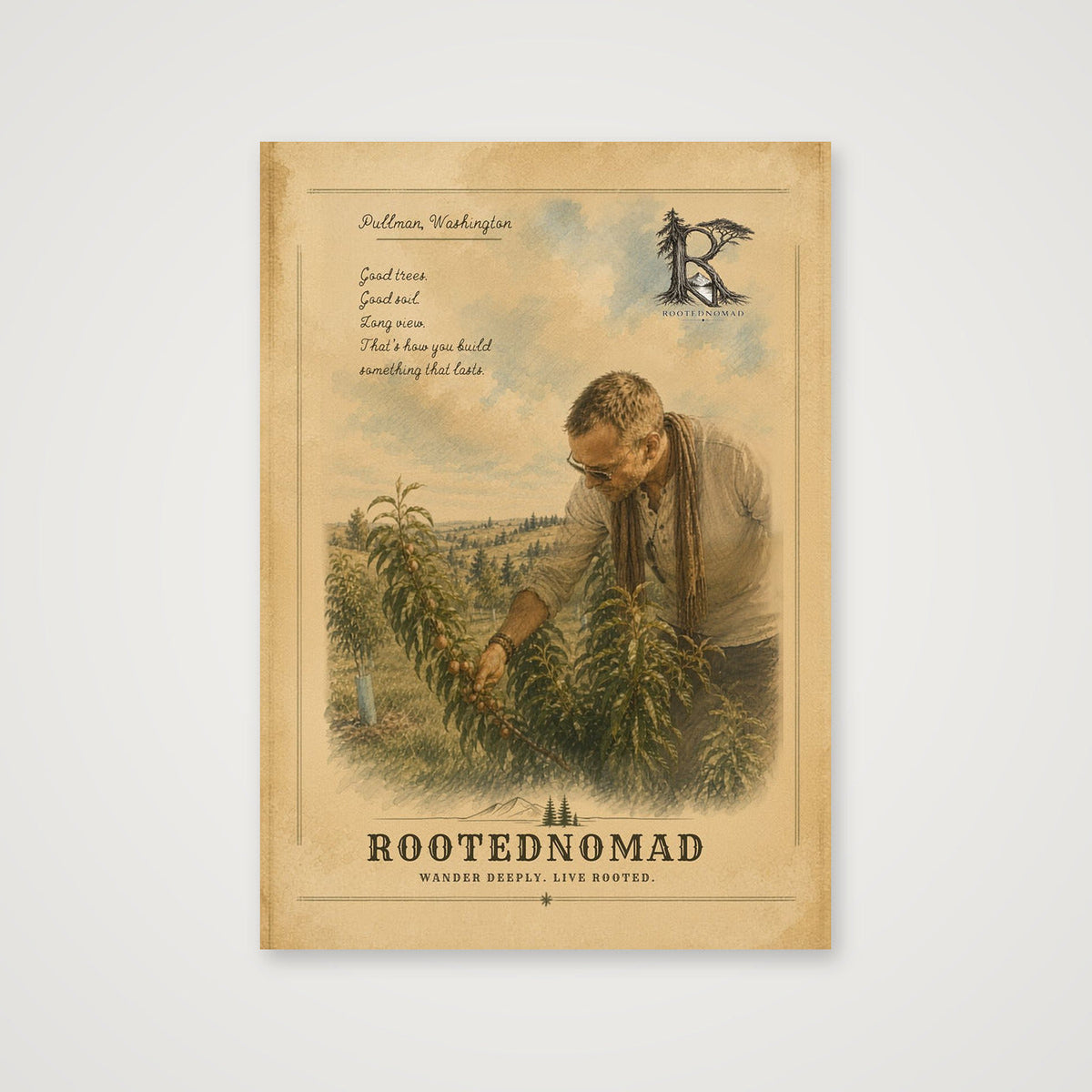 RootedNomad Apple Tree Poster — A4 (21×30cm, 8×12") Print only