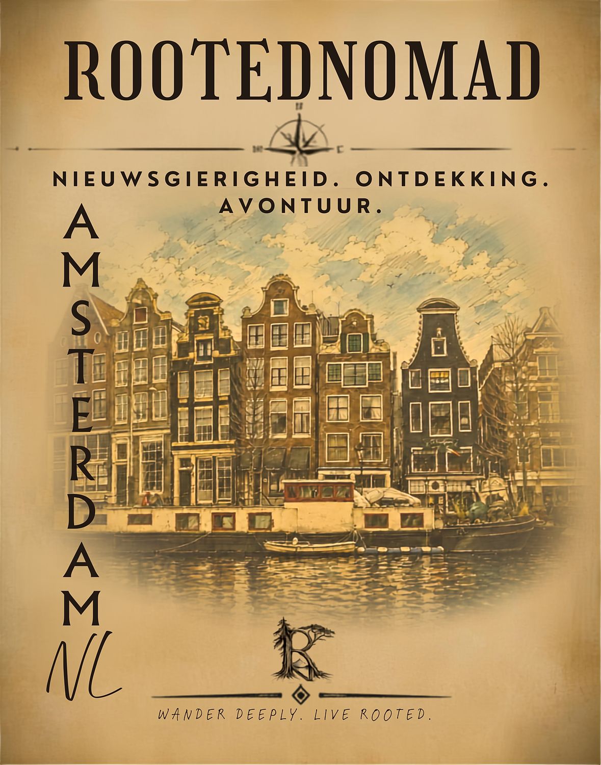 RootedNomad Amsterdamse Grachten Poster