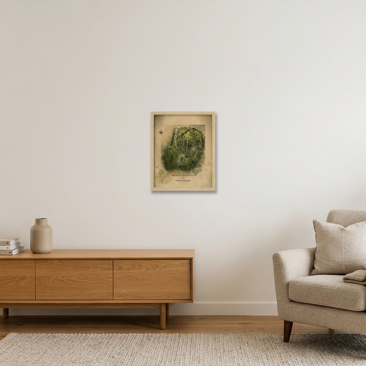 Olympic Peninsula Poster (32 x 40 in) — 28×35cm, 11×14" Oak Frame