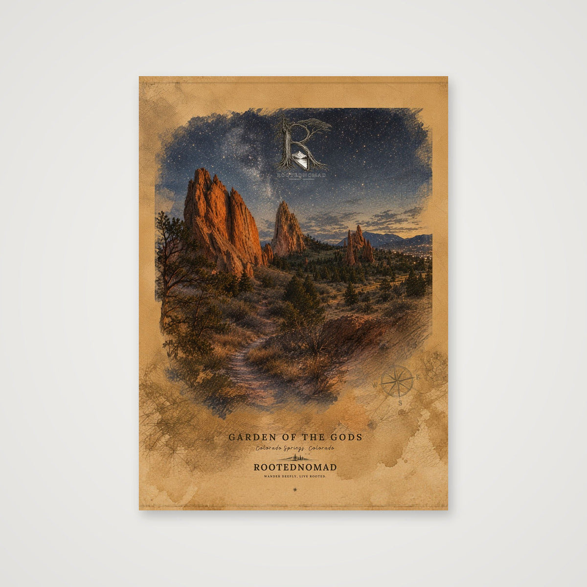 RootedNomad Garden of the Gods Poster — 42×59cm, 17×23" Print only
