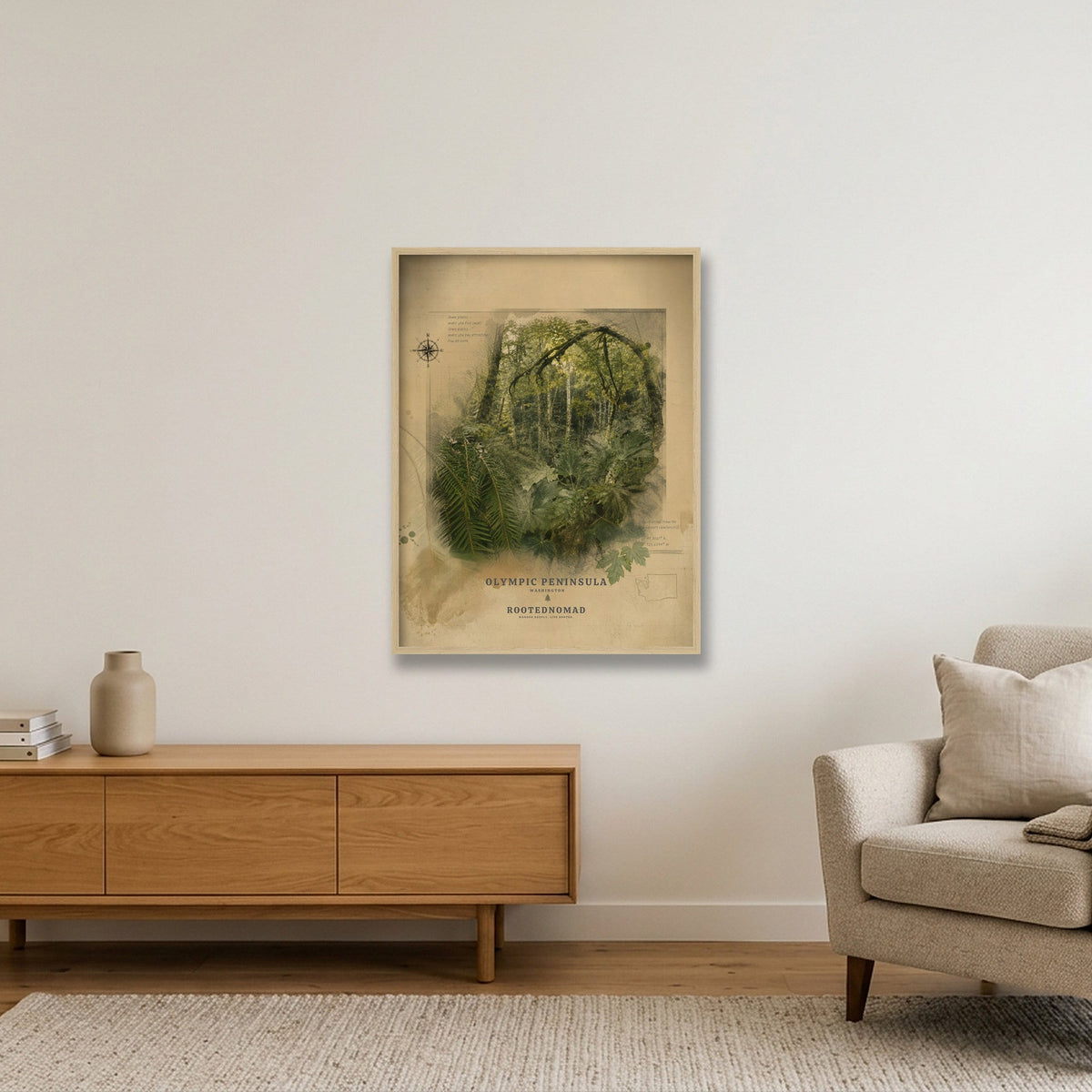 Olympic Peninsula Poster (32 x 40 in) — 60×80cm, 24×31" Oak Frame