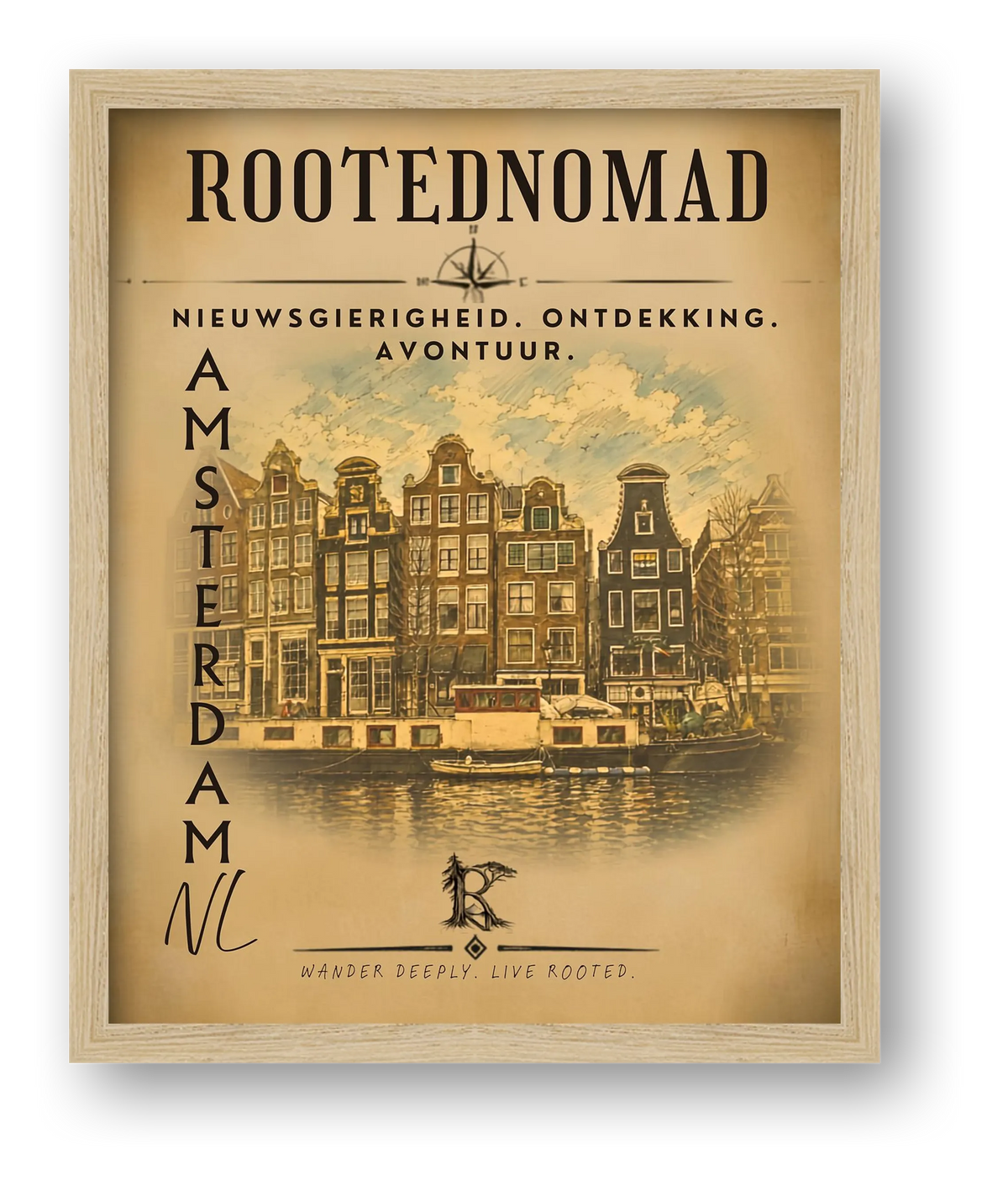 RootedNomad Amsterdamse Grachten Poster — framed