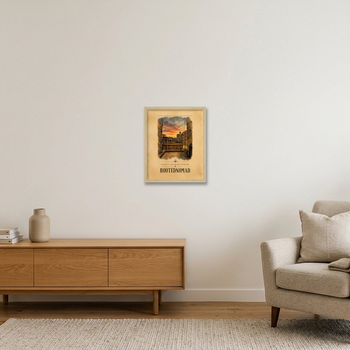 Limited Edition RootedNomad Kasarani Sunset Poster — 28×35cm, 11×14" Oak Frame