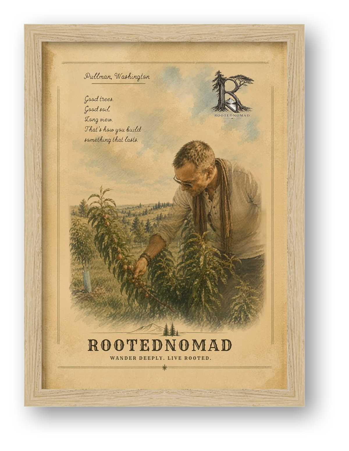 RootedNomad Apple Tree Poster — framed