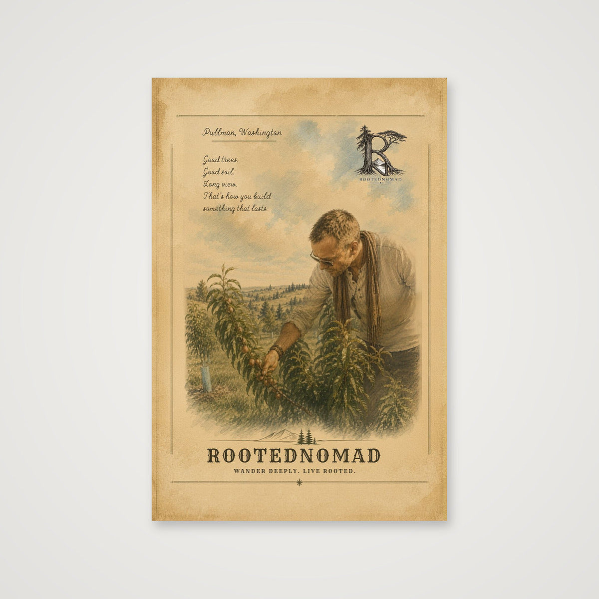 RootedNomad Apple Tree Poster — 40×60cm, 16×24" Print only