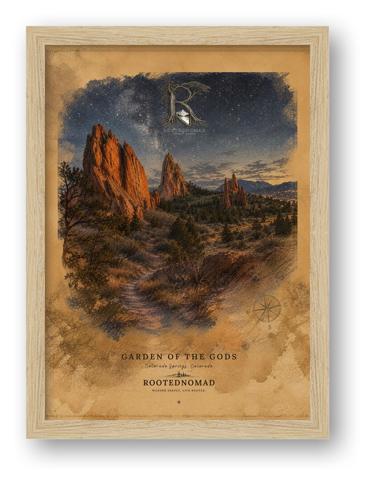 RootedNomad Garden of the Gods Poster — framed