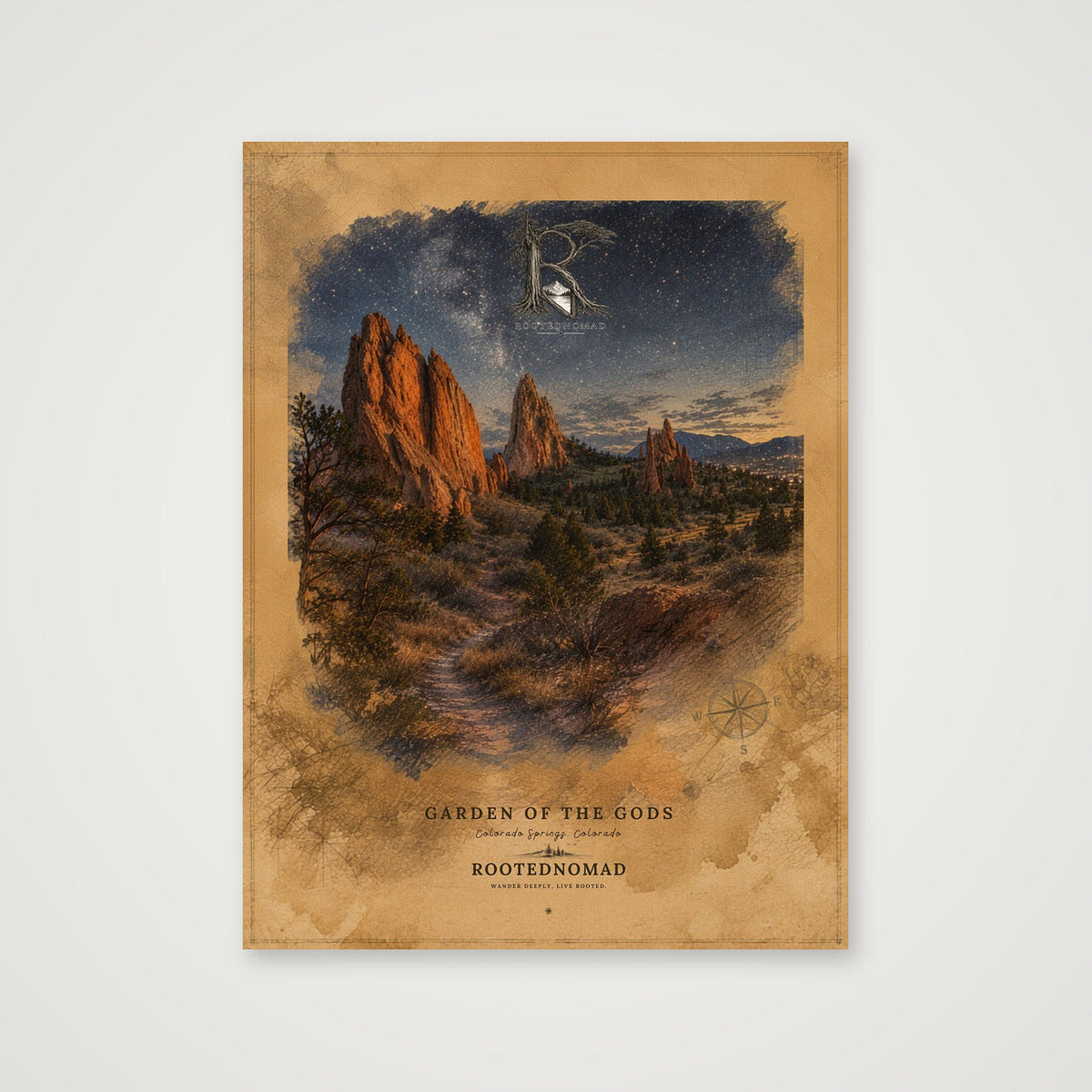 RootedNomad Garden of the Gods Poster — 60×80cm, 24×31" Print only