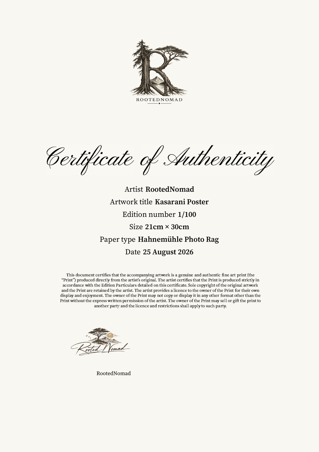 Kasarani Poster — Certificate of Authenticity