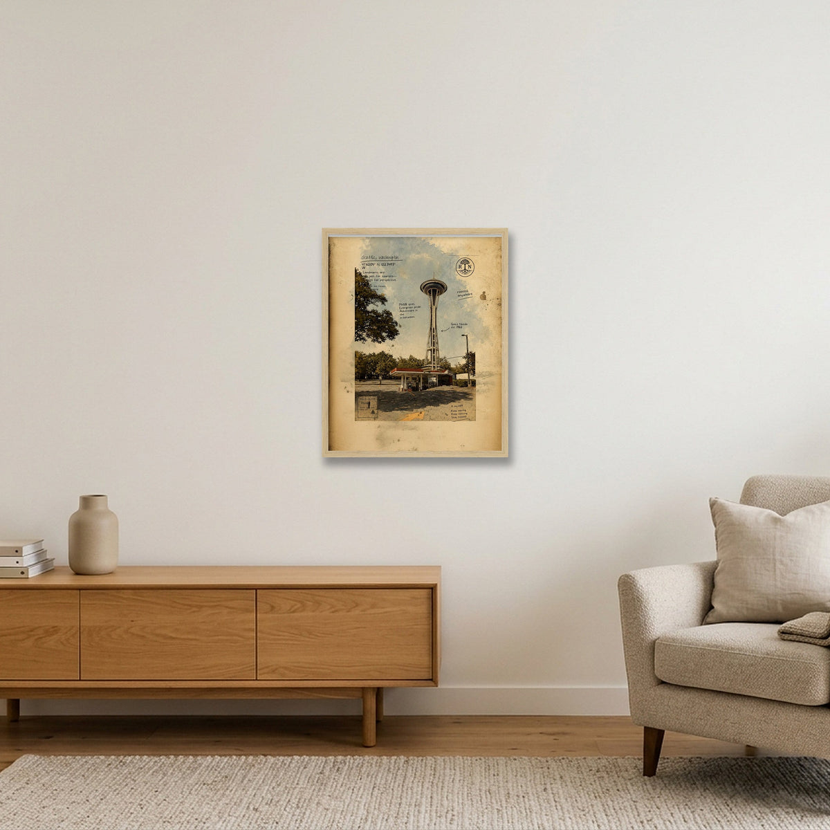 Seattle Poster — 40×50cm, 16×20" Oak Frame